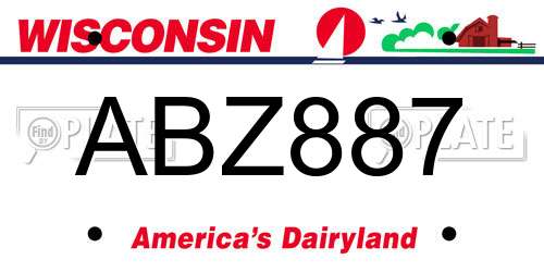 ABZ887 Wisconsin License Plate