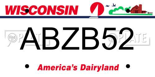 ABZB52 Wisconsin License Plate
