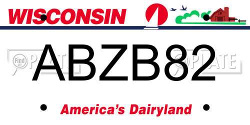 ABZB82 Wisconsin License Plate