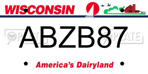 ABZB87 Wisconsin License Plate
