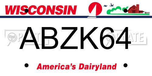 ABZK64 Wisconsin License Plate