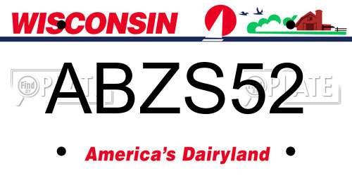 ABZS52 Wisconsin License Plate