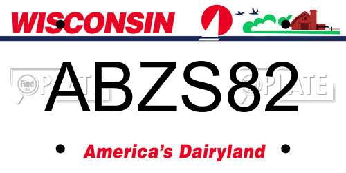 ABZS82 Wisconsin License Plate