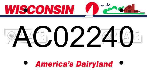 AC02240 Wisconsin License Plate