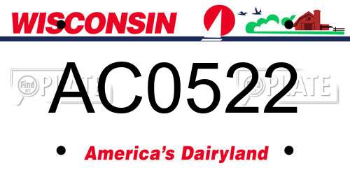 AC0522 Wisconsin License Plate