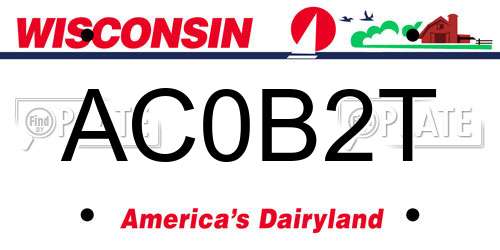 AC0B2T Wisconsin License Plate