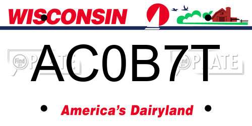 AC0B7T Wisconsin License Plate