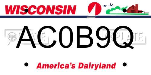 AC0B9Q Wisconsin License Plate