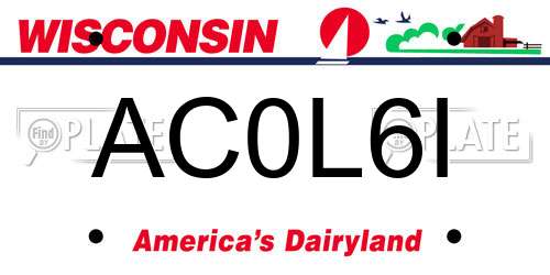 AC0L6I Wisconsin License Plate