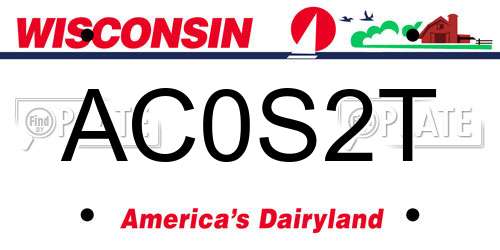 AC0S2T Wisconsin License Plate