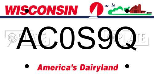 AC0S9Q Wisconsin License Plate