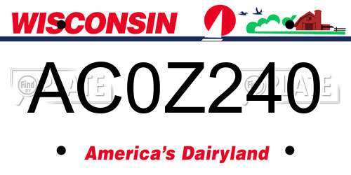 AC0Z240 Wisconsin License Plate