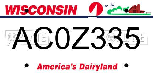 AC0Z335 Wisconsin License Plate