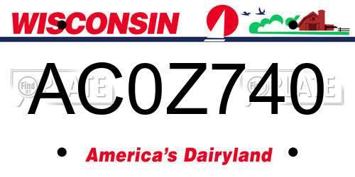 AC0Z740 Wisconsin License Plate