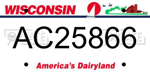 AC25866 Wisconsin License Plate