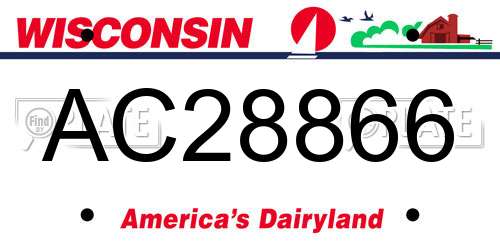 AC28866 Wisconsin License Plate