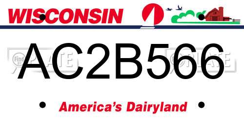 AC2B566 Wisconsin License Plate