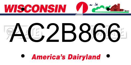 AC2B866 Wisconsin License Plate