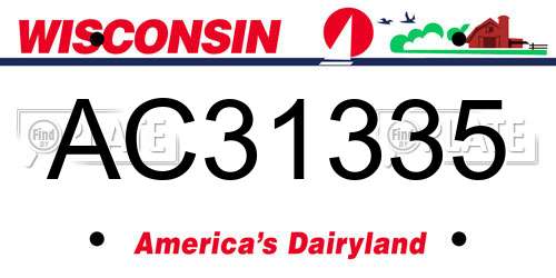 AC31335 Wisconsin License Plate