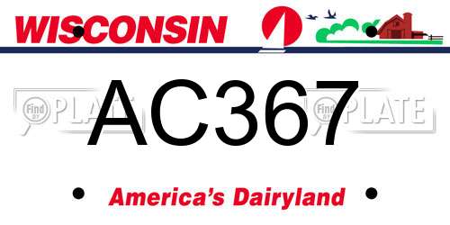 AC367 Wisconsin License Plate