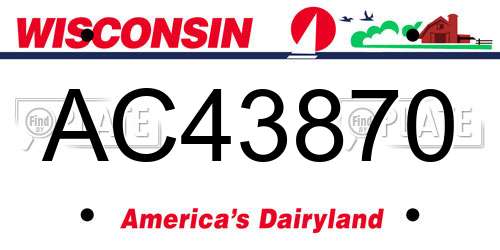 AC43870 Wisconsin License Plate