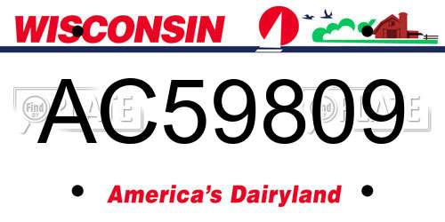 AC59809 Wisconsin License Plate