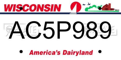 AC5P989 Wisconsin License Plate