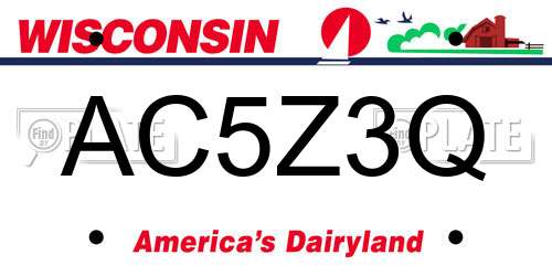 AC5Z3Q Wisconsin License Plate