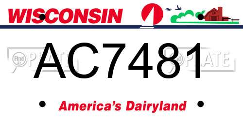 AC7481 Wisconsin License Plate