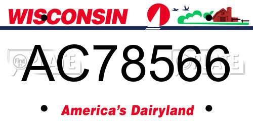 AC78566 Wisconsin License Plate