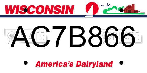 AC7B866 Wisconsin License Plate