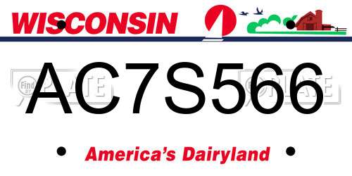 AC7S566 Wisconsin License Plate