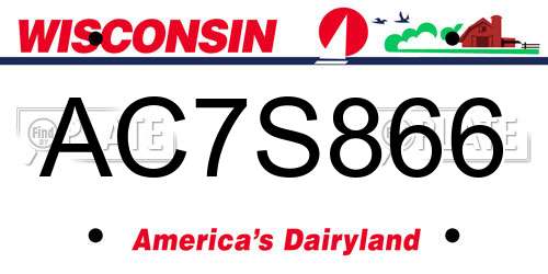 AC7S866 Wisconsin License Plate