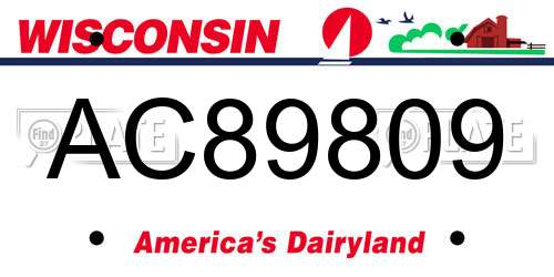AC89809 Wisconsin License Plate