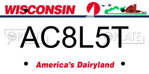 AC8L5T Wisconsin License Plate