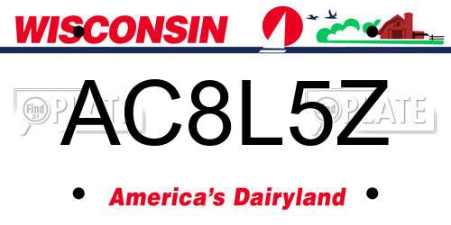 AC8L5Z Wisconsin License Plate