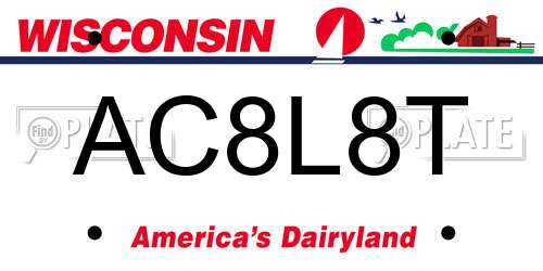 AC8L8T Wisconsin License Plate