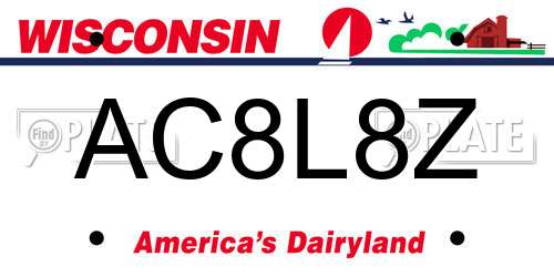 AC8L8Z Wisconsin License Plate