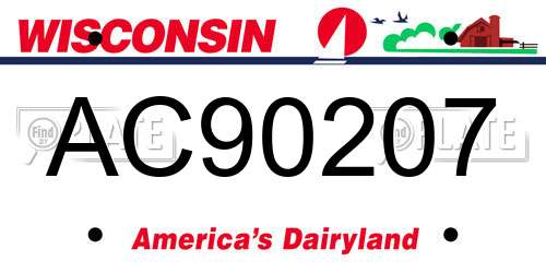 AC90207 Wisconsin License Plate