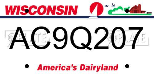 AC9Q207 Wisconsin License Plate