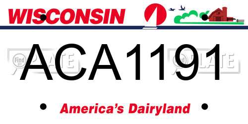 ACA1191 Wisconsin License Plate