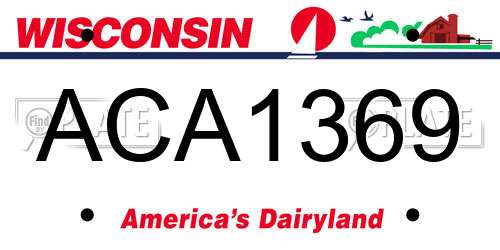 ACA1369 Wisconsin License Plate