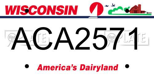 ACA2571 Wisconsin License Plate