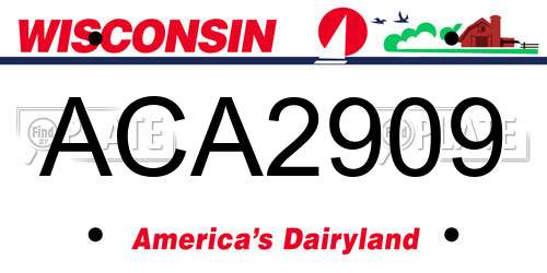 ACA2909 Wisconsin License Plate
