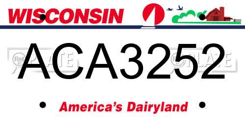 ACA3252 Wisconsin License Plate
