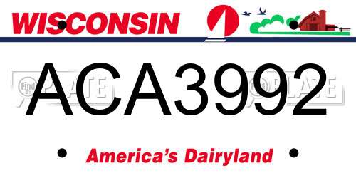 ACA3992 Wisconsin License Plate
