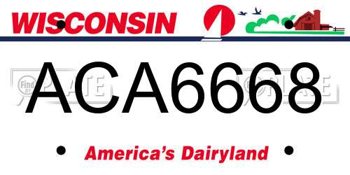 ACA6668 Wisconsin License Plate