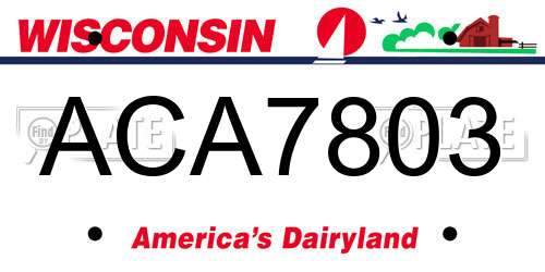 ACA7803 Wisconsin License Plate