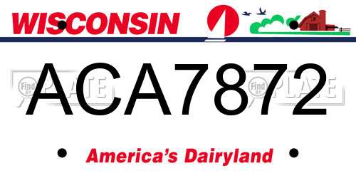 ACA7872 Wisconsin License Plate