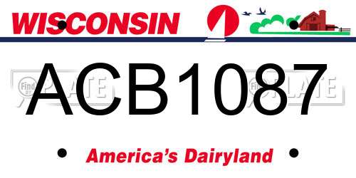 ACB1087 Wisconsin License Plate